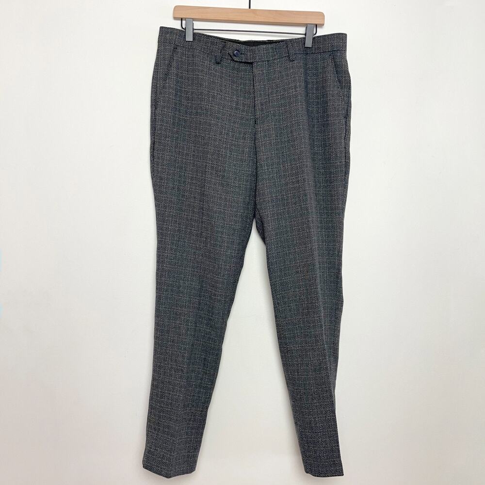 Paul Andrew Quiet Luxury Old Money Tweed Dapper Trouser Suit Pants Navy Size 34R